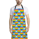 LGBT Pride Rainbow Heart Pattern Print Bib Apron With Pocket