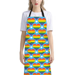 LGBT Pride Rainbow Heart Pattern Print Bib Apron With Pocket