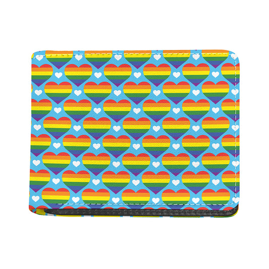 LGBT Pride Rainbow Heart Pattern Print Bifold Wallet