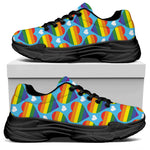 LGBT Pride Rainbow Heart Pattern Print Black Chunky Shoes