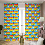 LGBT Pride Rainbow Heart Pattern Print Blackout Pencil Pleat Curtains