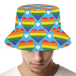 LGBT Pride Rainbow Heart Pattern Print Bucket Hat
