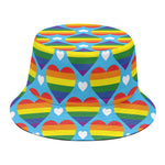 LGBT Pride Rainbow Heart Pattern Print Bucket Hat