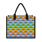 LGBT Pride Rainbow Heart Pattern Print Canvas Tote Bag