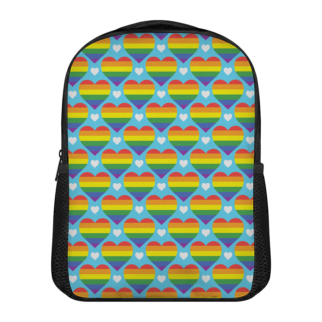 LGBT Pride Rainbow Heart Pattern Print Casual Backpack