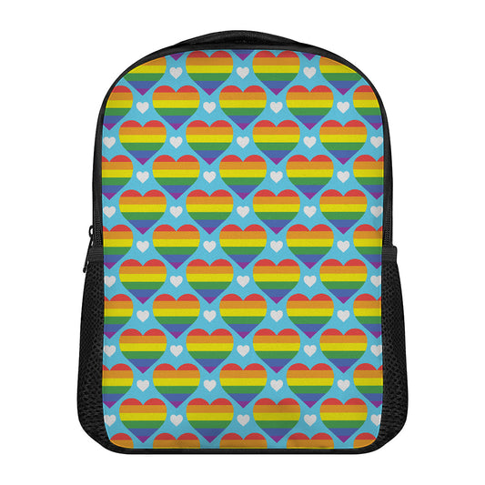 LGBT Pride Rainbow Heart Pattern Print Casual Backpack