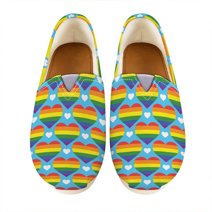 LGBT Pride Rainbow Heart Pattern Print Casual Shoes