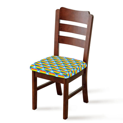 LGBT Pride Rainbow Heart Pattern Print Chair Cushion Cover