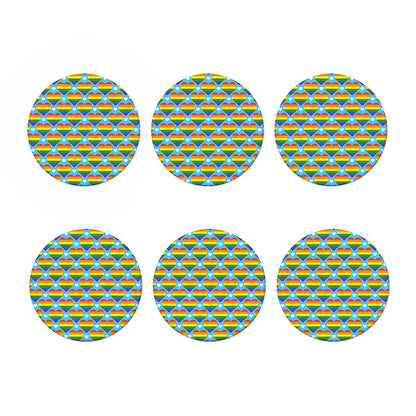 LGBT Pride Rainbow Heart Pattern Print Coaster Set