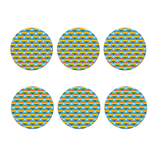 LGBT Pride Rainbow Heart Pattern Print Coaster Set