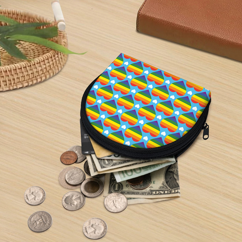 LGBT Pride Rainbow Heart Pattern Print Coin Purse