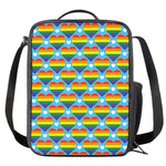 LGBT Pride Rainbow Heart Pattern Print Crossbody Lunch Bag