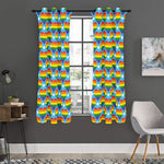 LGBT Pride Rainbow Heart Pattern Print Curtain