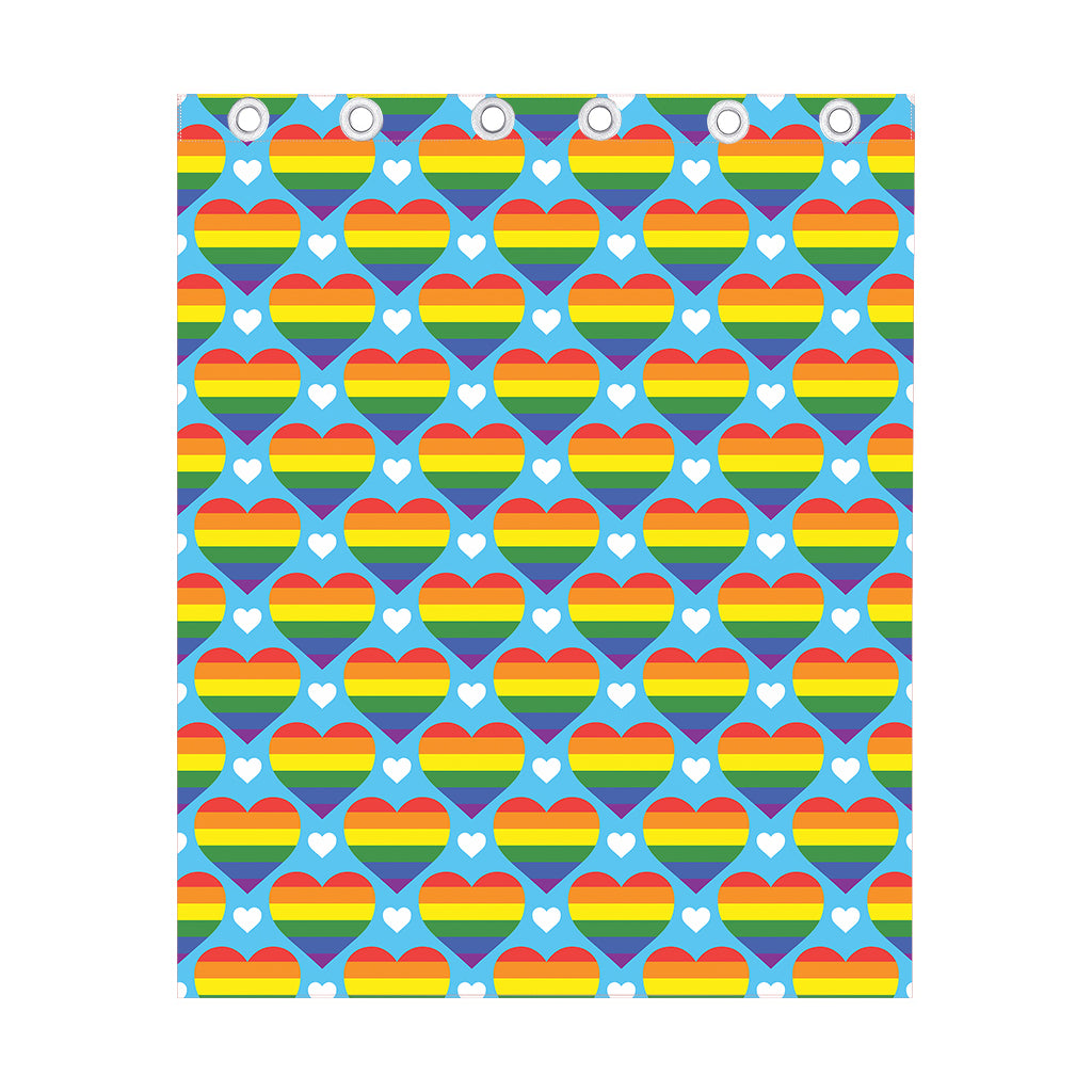 LGBT Pride Rainbow Heart Pattern Print Curtain