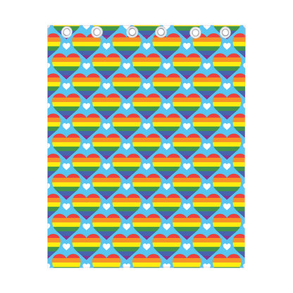LGBT Pride Rainbow Heart Pattern Print Curtain
