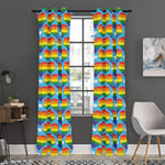 LGBT Pride Rainbow Heart Pattern Print Curtain