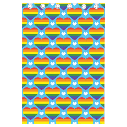 LGBT Pride Rainbow Heart Pattern Print Curtain