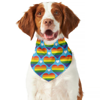 LGBT Pride Rainbow Heart Pattern Print Dog Bandana
