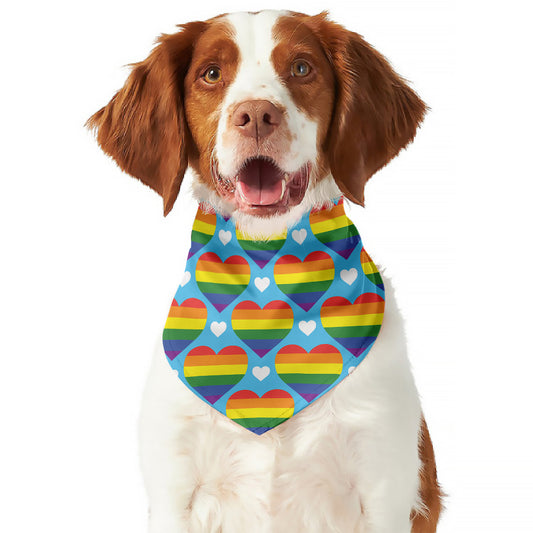LGBT Pride Rainbow Heart Pattern Print Dog Bandana