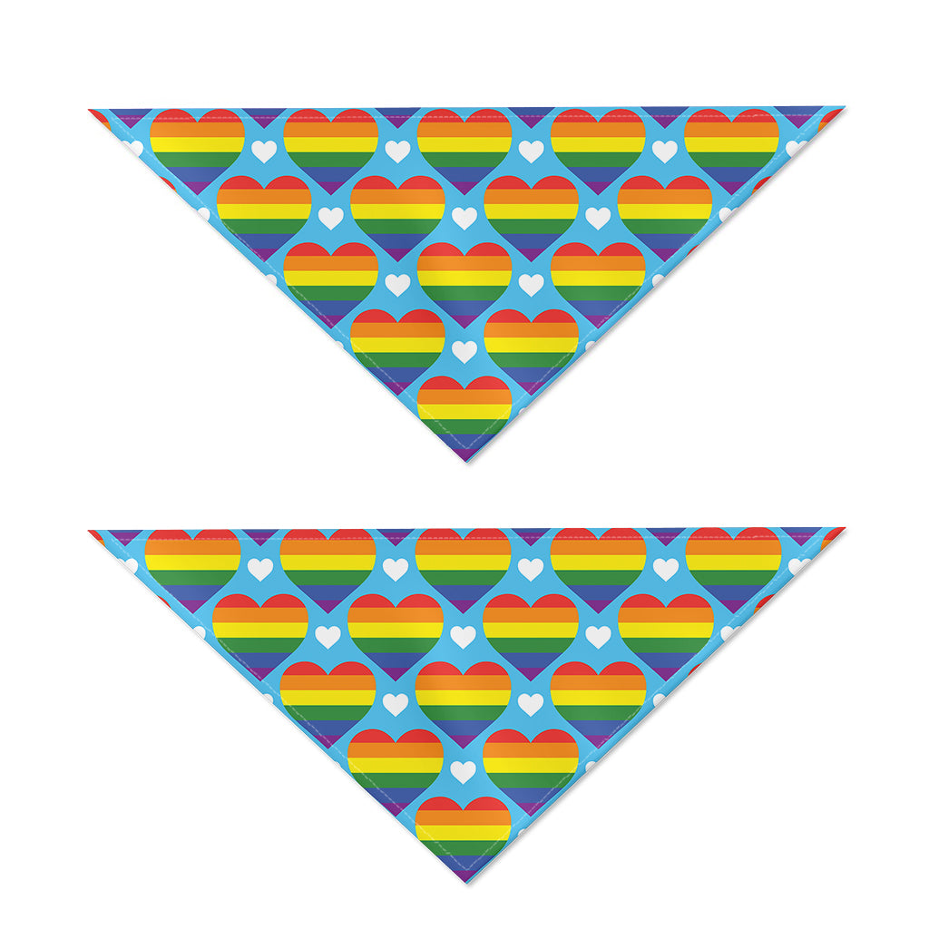 LGBT Pride Rainbow Heart Pattern Print Dog Bandana