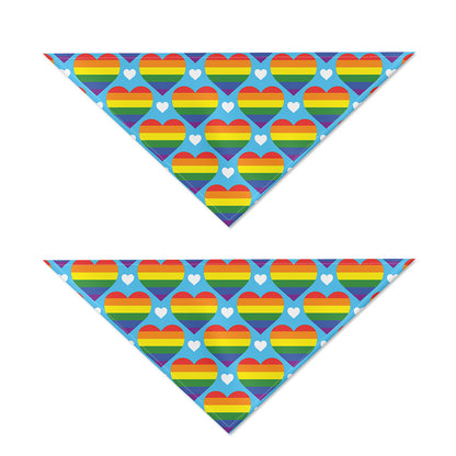 LGBT Pride Rainbow Heart Pattern Print Dog Bandana