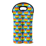 LGBT Pride Rainbow Heart Pattern Print Double Neoprene Wine Tote