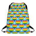 LGBT Pride Rainbow Heart Pattern Print Drawstring Backpack