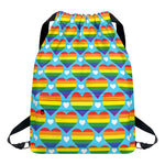 LGBT Pride Rainbow Heart Pattern Print Drawstring Backpack