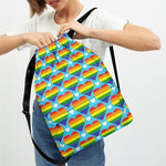 LGBT Pride Rainbow Heart Pattern Print Drawstring Backpack