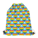 LGBT Pride Rainbow Heart Pattern Print Drawstring Bag