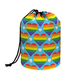 LGBT Pride Rainbow Heart Pattern Print Drawstring Makeup Bag