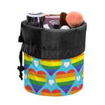LGBT Pride Rainbow Heart Pattern Print Drawstring Makeup Bag
