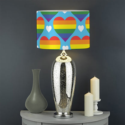 LGBT Pride Rainbow Heart Pattern Print Drum Lamp Shade