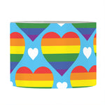 LGBT Pride Rainbow Heart Pattern Print Drum Lamp Shade