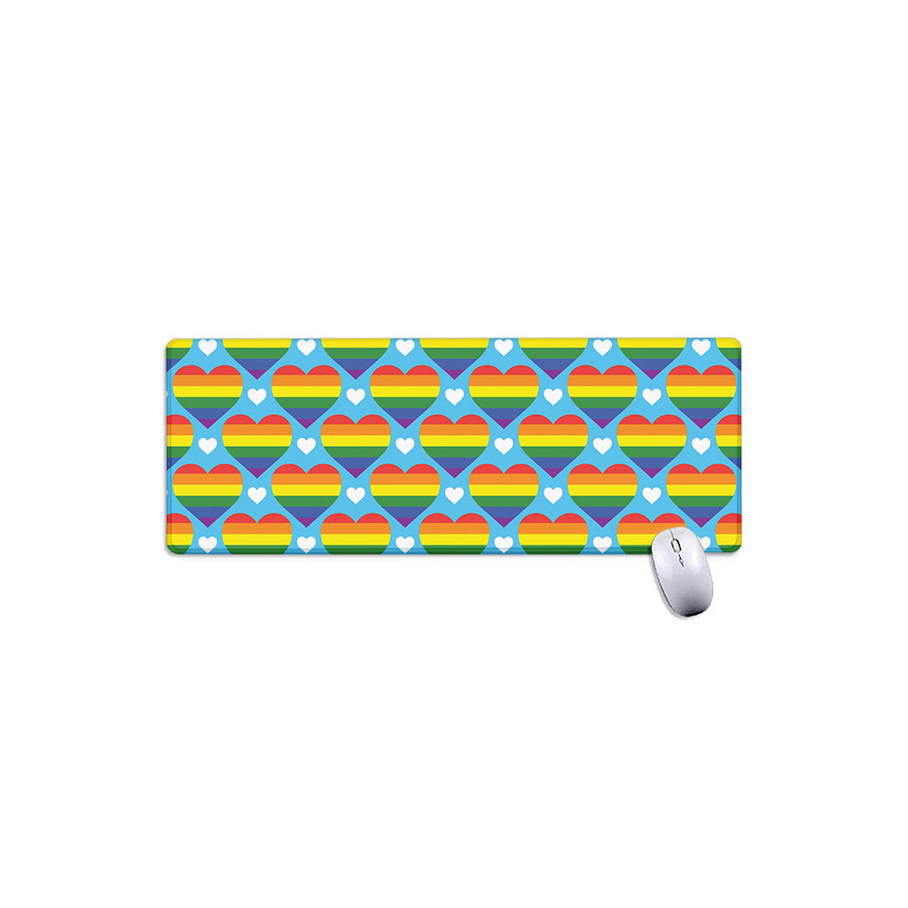 LGBT Pride Rainbow Heart Pattern Print Extended Mouse Pad