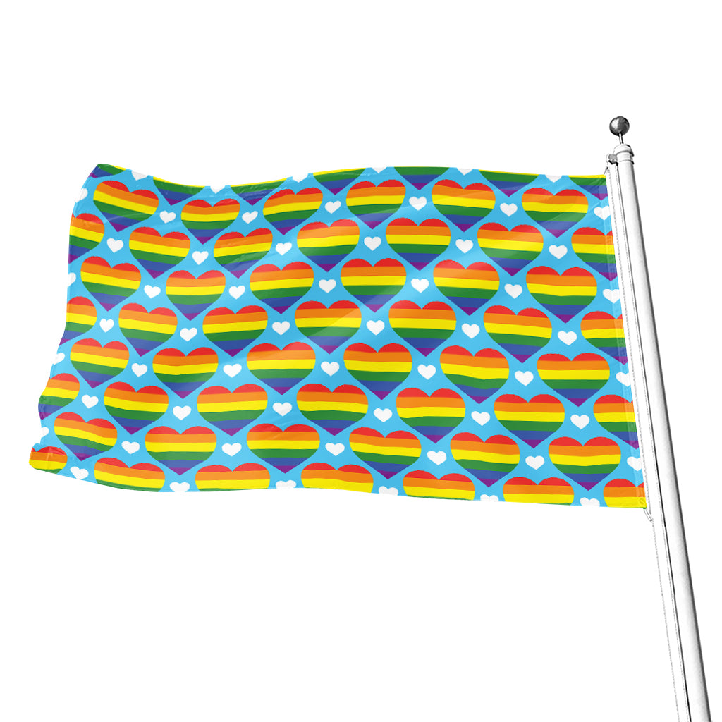 LGBT Pride Rainbow Heart Pattern Print Flag