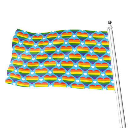 LGBT Pride Rainbow Heart Pattern Print Flag