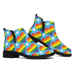 LGBT Pride Rainbow Heart Pattern Print Flat Ankle Boots
