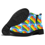 LGBT Pride Rainbow Heart Pattern Print Flat Ankle Boots