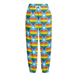 LGBT Pride Rainbow Heart Pattern Print Fleece Lined Knit Pants
