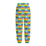 LGBT Pride Rainbow Heart Pattern Print Fleece Lined Knit Pants