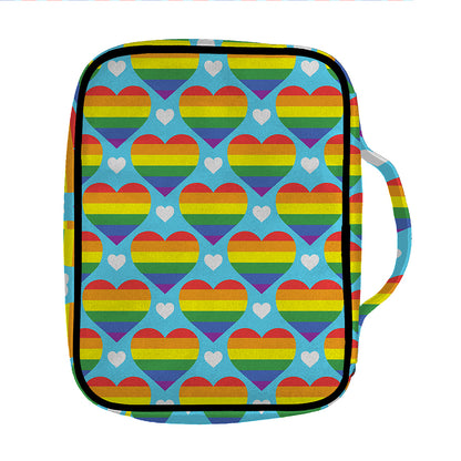 LGBT Pride Rainbow Heart Pattern Print Front Pocket Bible Bag