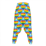 LGBT Pride Rainbow Heart Pattern Print Hammer Pants