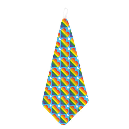 LGBT Pride Rainbow Heart Pattern Print Hand Towel