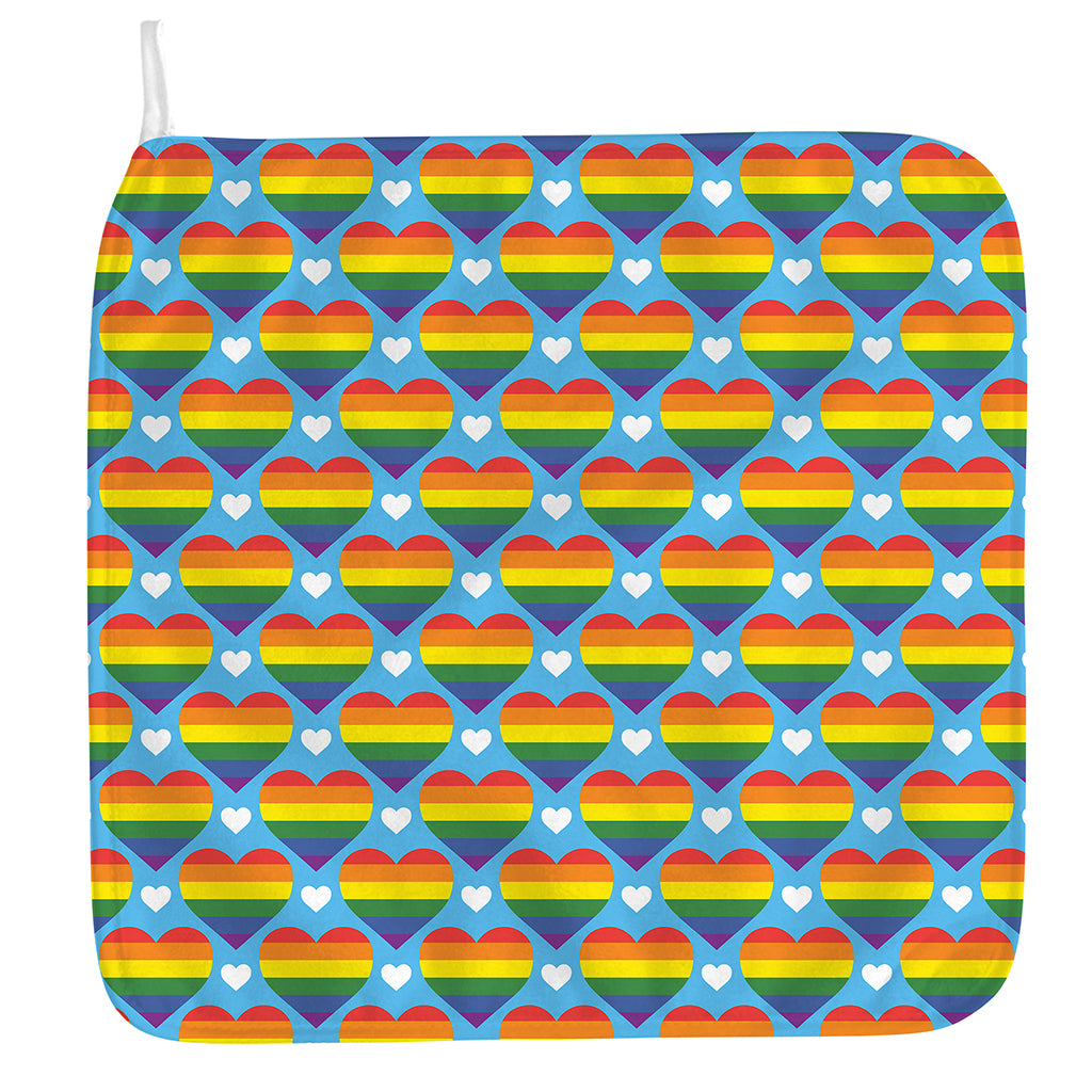 LGBT Pride Rainbow Heart Pattern Print Hand Towel