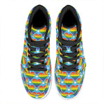 LGBT Pride Rainbow Heart Pattern Print High Top Leather Sneakers