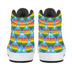 LGBT Pride Rainbow Heart Pattern Print High Top Leather Sneakers