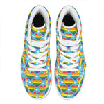 LGBT Pride Rainbow Heart Pattern Print High Top Leather Sneakers