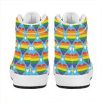 LGBT Pride Rainbow Heart Pattern Print High Top Leather Sneakers