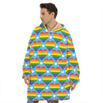 LGBT Pride Rainbow Heart Pattern Print Hoodie Blanket